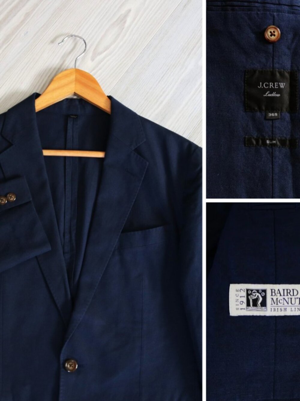 J.CREW Ludlow x Baird McNutt Blazer Men's 36S Navy Irish Linen Blend Sport Coat